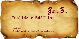 Zsellér Bálint névjegykártya